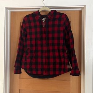 Llbean hooded zip up flannel